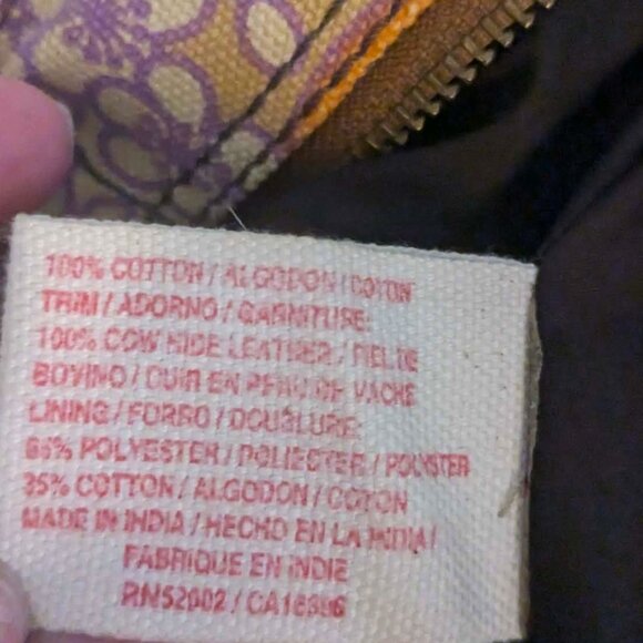 Lucky Brand hobo shoulder bag Suede Canvas Brass hardware shoulder strap zipper - Picture 7 of 8